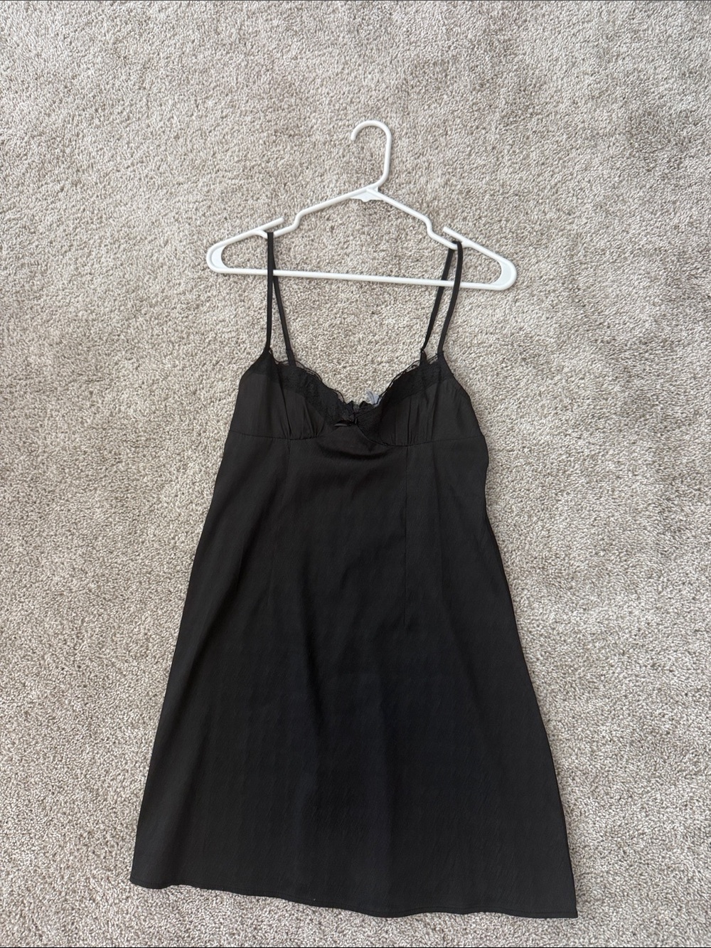 Princess Polly Black Lace-Trim Slip Mini Dress